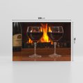Obraz na płótnie 100x70 - Wino, Kieliszki, Kominek - Wieczór Pełen Relaksu - wino, kieliszki