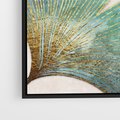 Obraz w ramie 70x50 - Złota Melodia Liści - złote, turkusowe liście miłorzębu - rama czarna