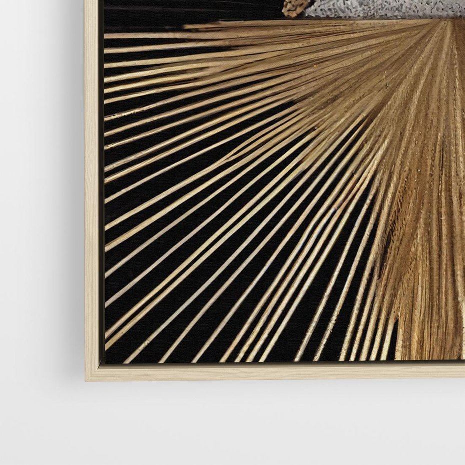 Obraz w ramie 80x80 - Metaliczne Boho Abstrakcje - boho, słońce - rama drewno