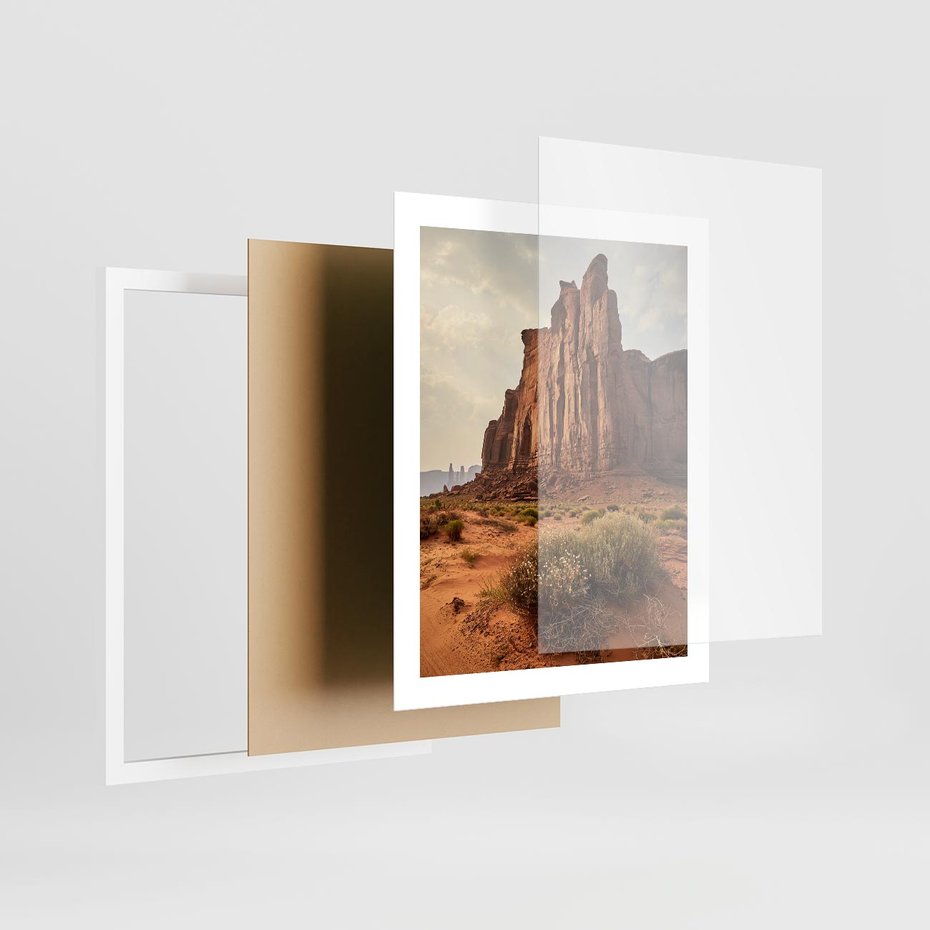 Plakat w ramie 40x50 - Pejzaż pustynnego kanionu - pustynia, kanion - rama biała