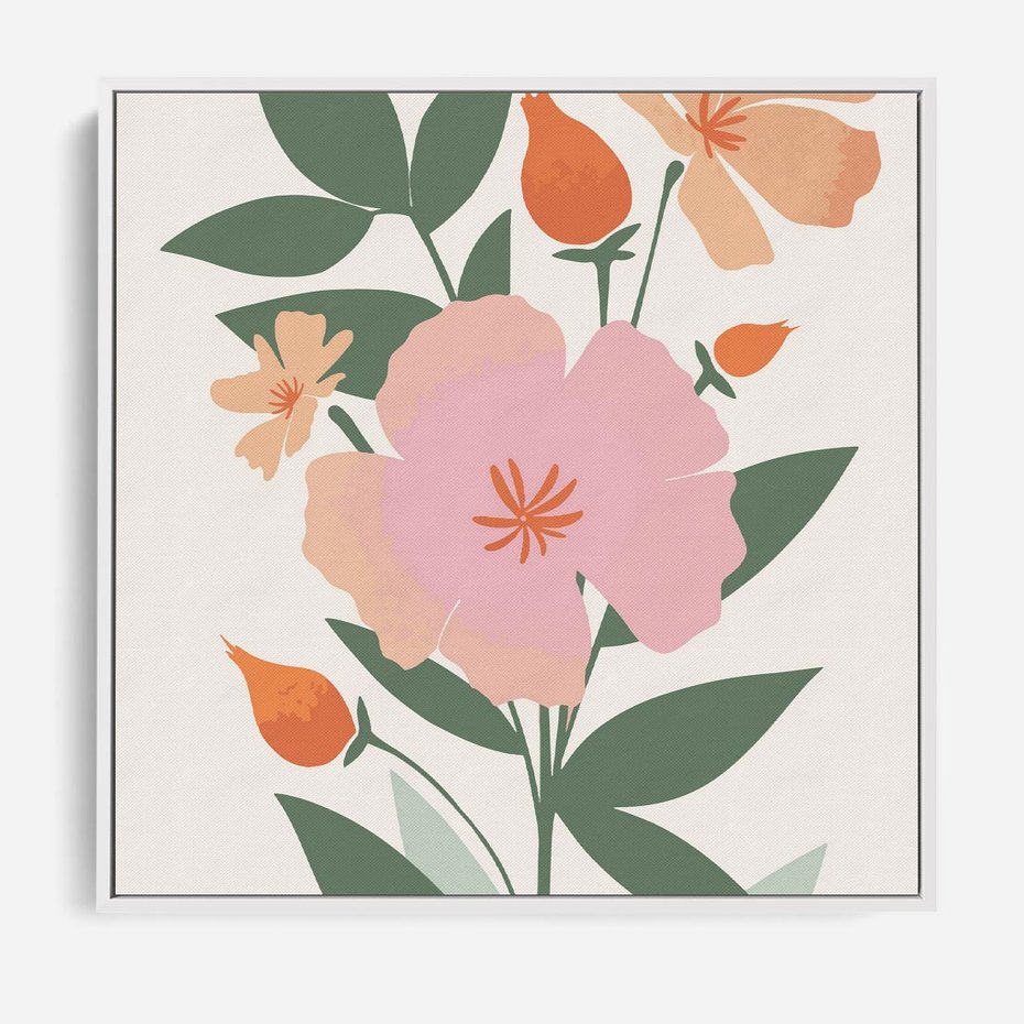 Obraz w ramie 80x80 - Kwiatowe Nastroje - kwiat, sztuka nowoczesna - rama biała