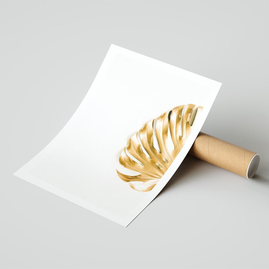 Plakat bez ramy 50x70 - Przyjemność dla Oczu - złote, liście