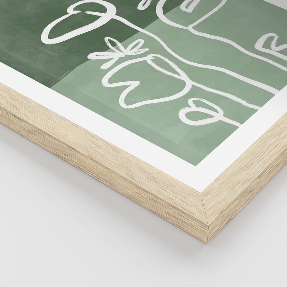 Plakat w ramie 30x40 - Wibracje Naturalnej Równowagi - zielony plakat, roślinne inspiracje - rama drewno