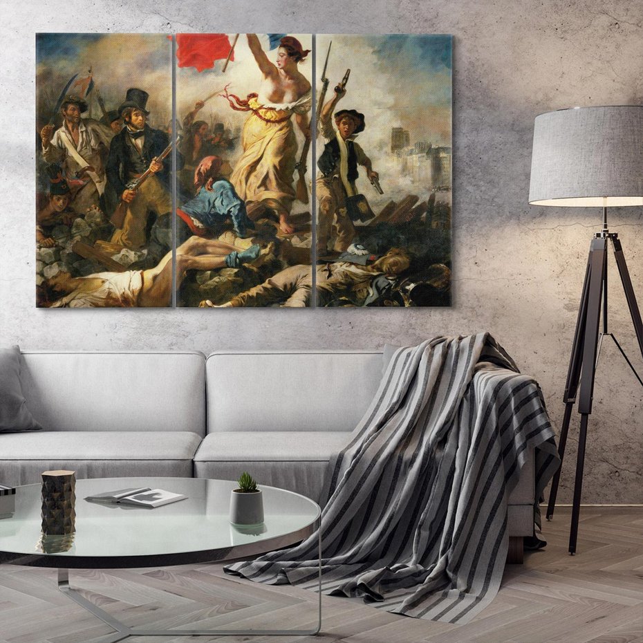 Obraz na płótnie 120x80 - "Wolność prowadząca lud" Eugène Delacroix - Reprodukcja - reprodukcja, obraz na płótnie
