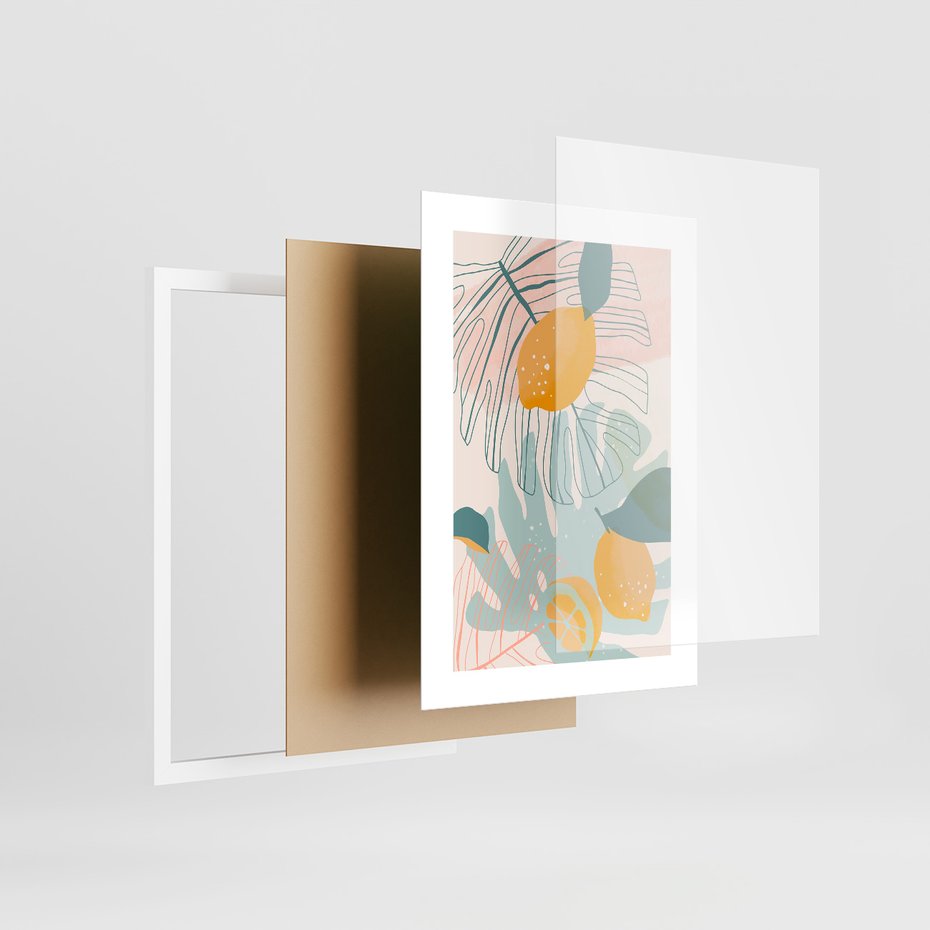 Zestaw obrazy w ramie 30x40 galeria - Monstera, liście, pastelowe, nowoczesne - rama biała