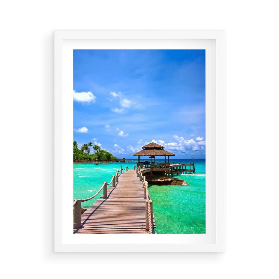 Plakat w ramie 50x70 - Magia tropikalnego oceanu - ocean, tropiki - rama biała