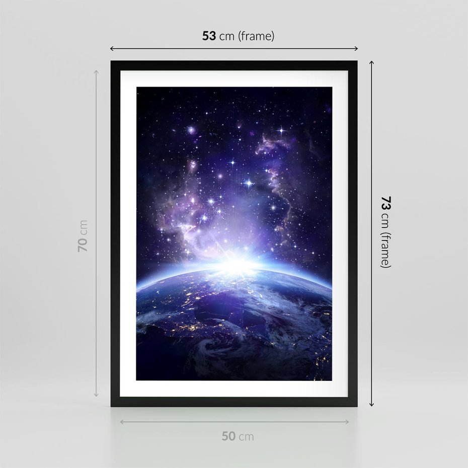 Plakat w ramie 50x70 - Podróż w kosmiczną przestrzeń - kosmos, ziemia - rama czarna