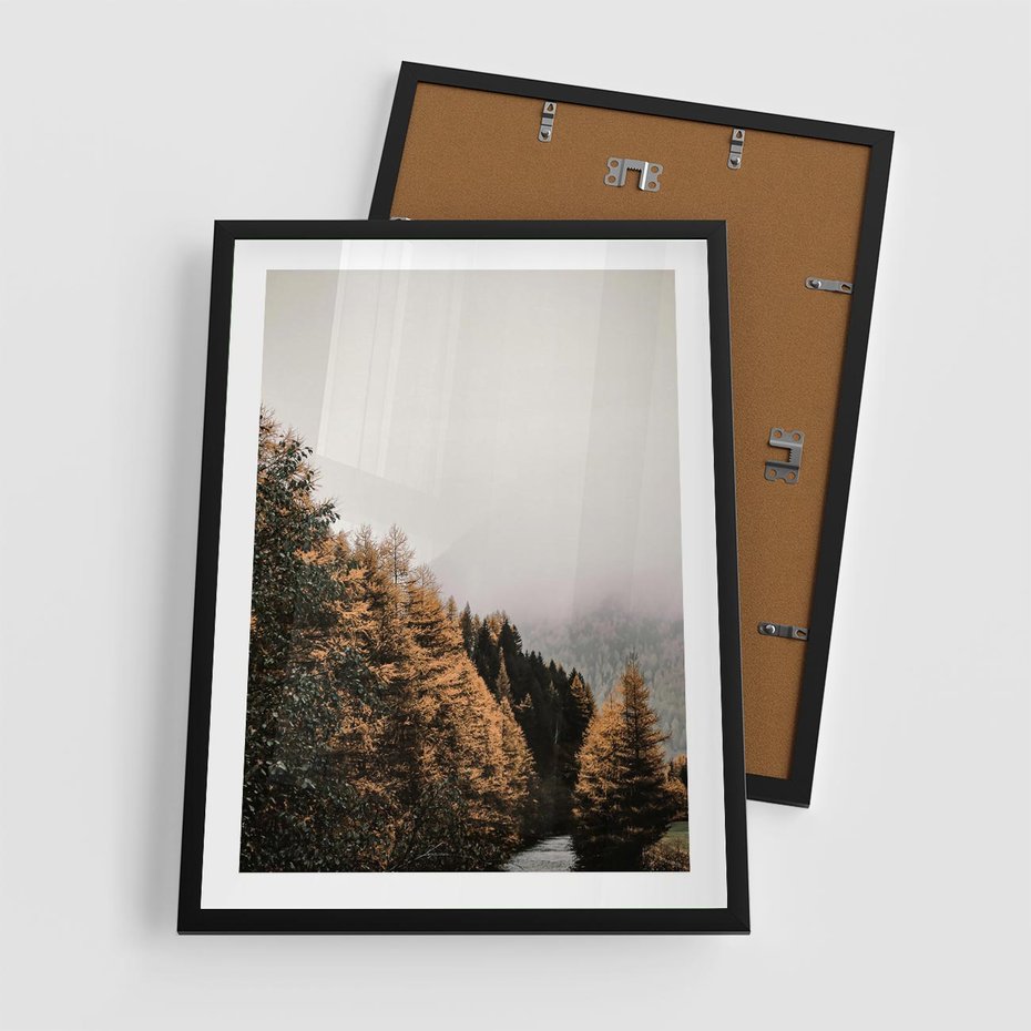 Plakat w ramie 50x70 - Kolorowa Jesień w Górskim Lesie - las, jesień - rama czarna