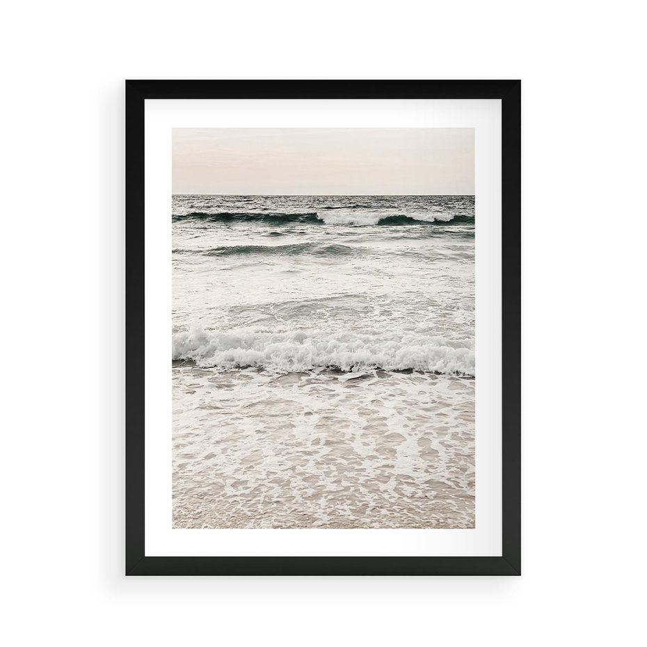 Plakat w ramie 40x50 - Szarość Morza - morze, fale - rama czarna