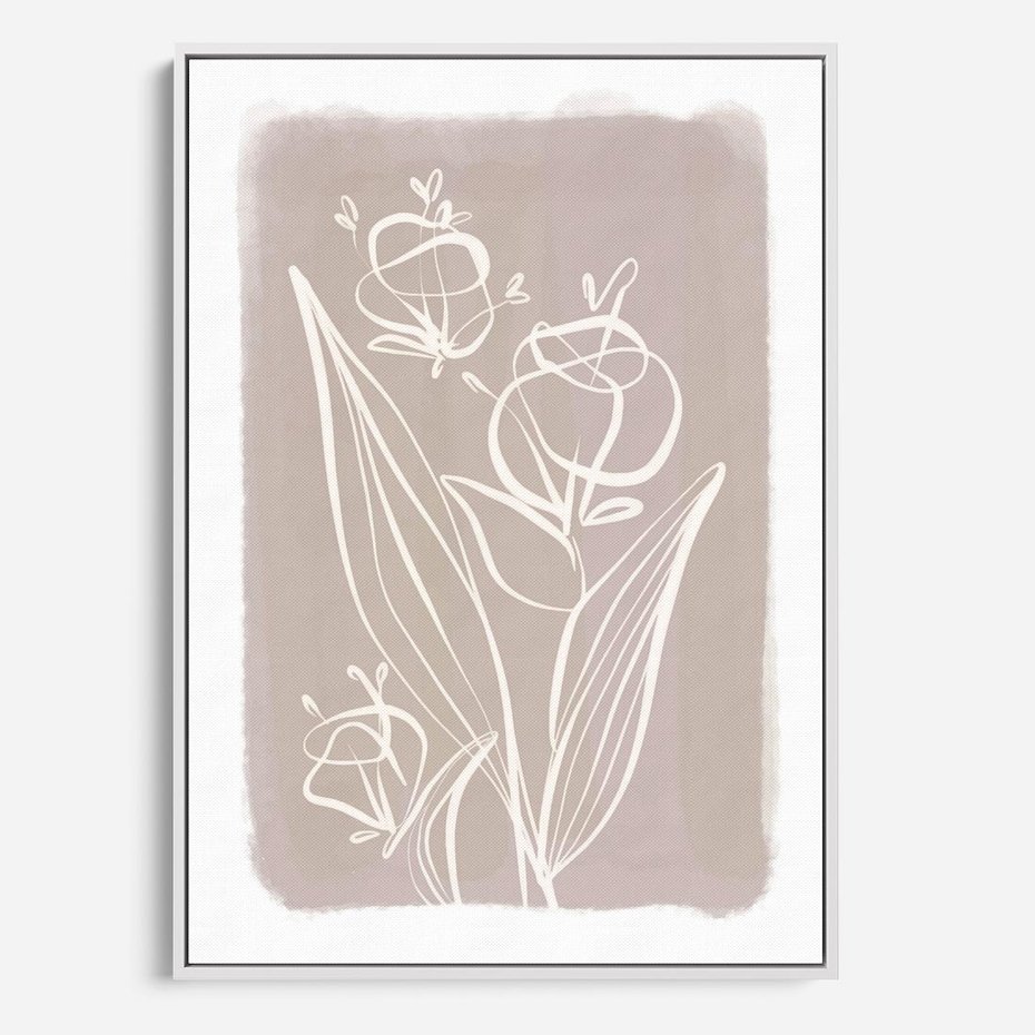 Obraz w ramie 80x120 - Pastelowe Nastroje - nowoczesny subtelny plakat, beżowy - rama biała