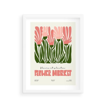 Plakat w ramie 30x40 - Symfonia Kolorowych Kształtów - nowoczesna grafika, kwiatowa kompozycja - rama biała