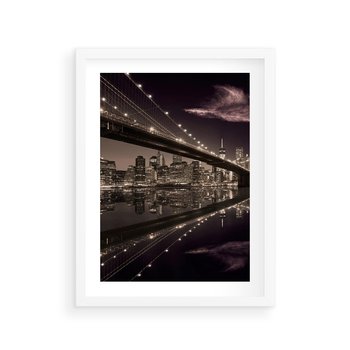 Plakat w ramie 30x40 - Most na nocnym horyzoncie - most, noc - rama biała