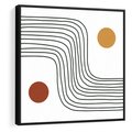Obraz w ramie 50x50 - Kontury Harmonii - nieregularne linie, koła - rama czarna