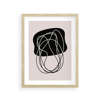 Plakat w ramie 40x50 - Abstrakcyjne Harmonie - abstrakcyjne szkicowane linie, minimalizm - rama drewno