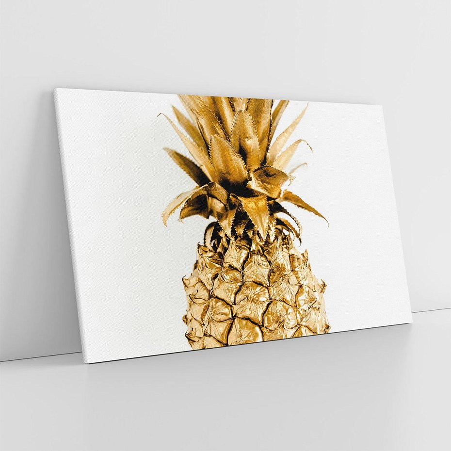 Obraz na płótnie 120x80 - Ekskluzywny Akcent - złoty, ananas
