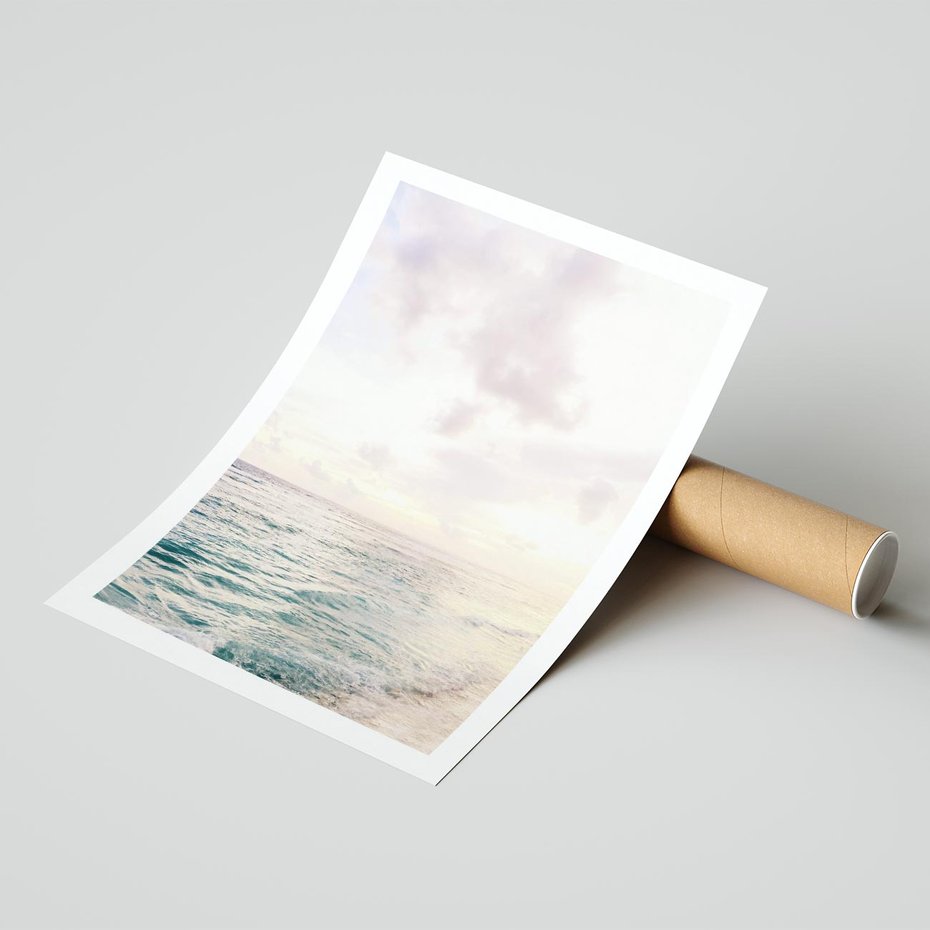 Plakat bez ramy 21x30 - Pastelowa Plaża - plaża, pastelowe kolory