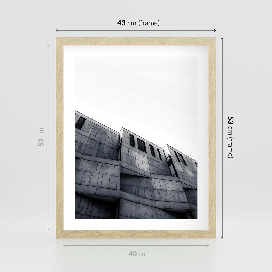 Plakat w ramie 40x50 - Surowa Elegancja Architektury - architektura, surowe formy - rama drewno