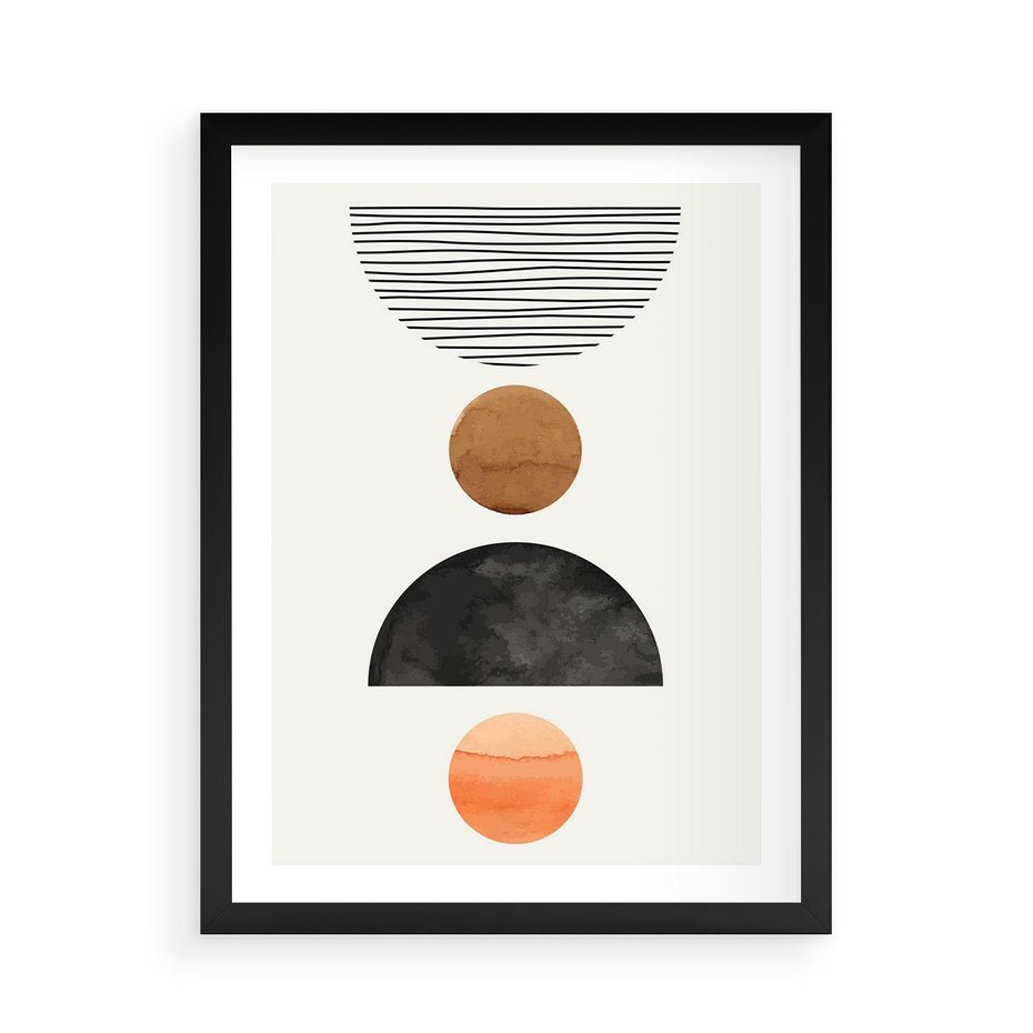 Plakat w ramie 50x70 - Geometryczna Przygoda - nowoczesna grafika, geometria - rama czarna