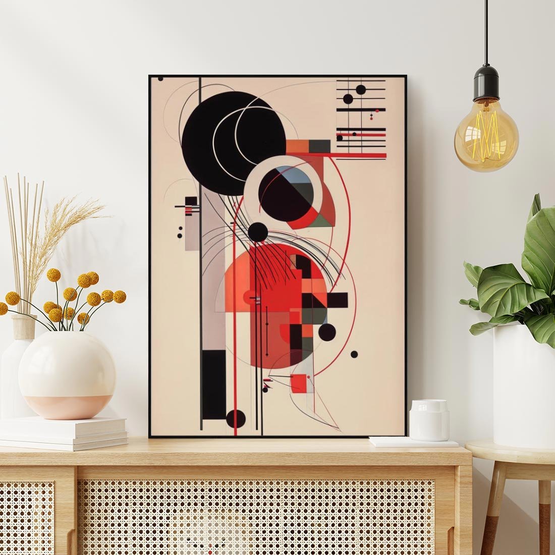 Obraz w ramie 50x70 - Rozbijające Granice Dźwięku - modernistyczny obraz, styl bauhaus - rama czarna