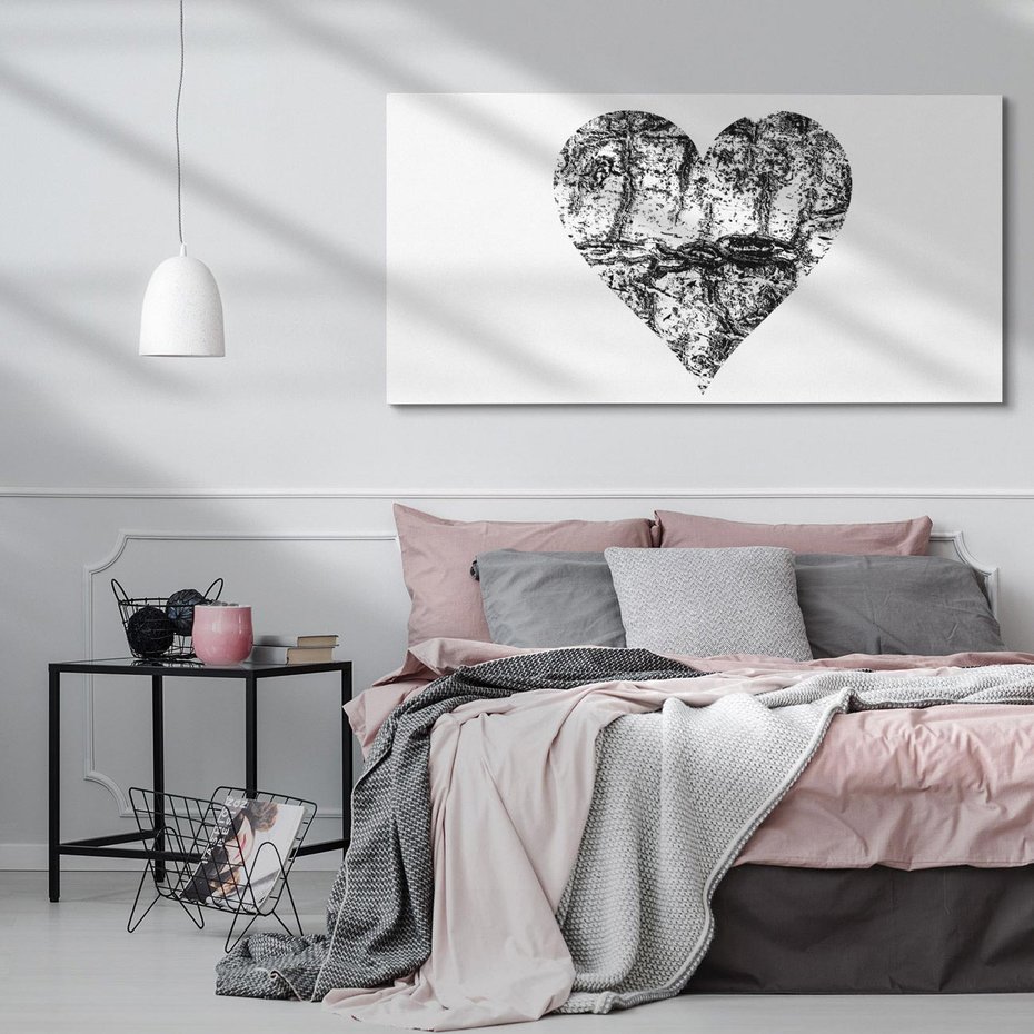 Obraz na płótnie 120x60 - Drzewo Serca - czarne serce, tekstura jak kora drzewa
