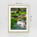 Plakat w ramie 30x40 - Ogródowy Strumyk - strumyk, ogród - rama drewno