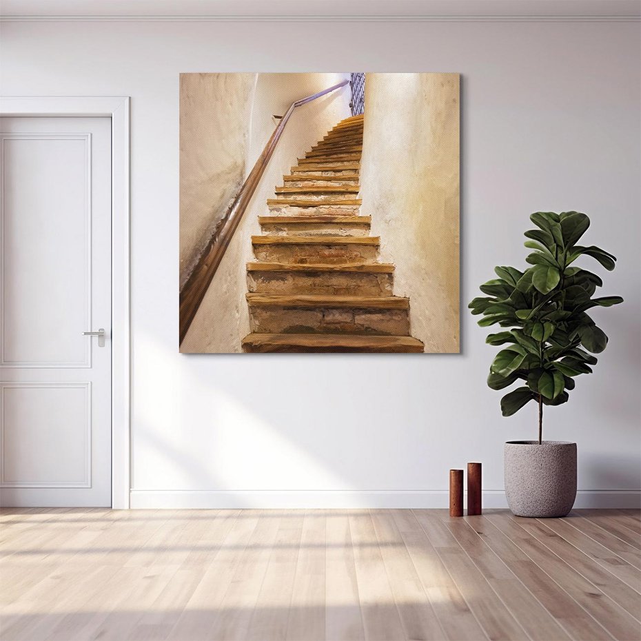 Obraz na płótnie 50x50 - Schody Wymiarów - schody, tunel
