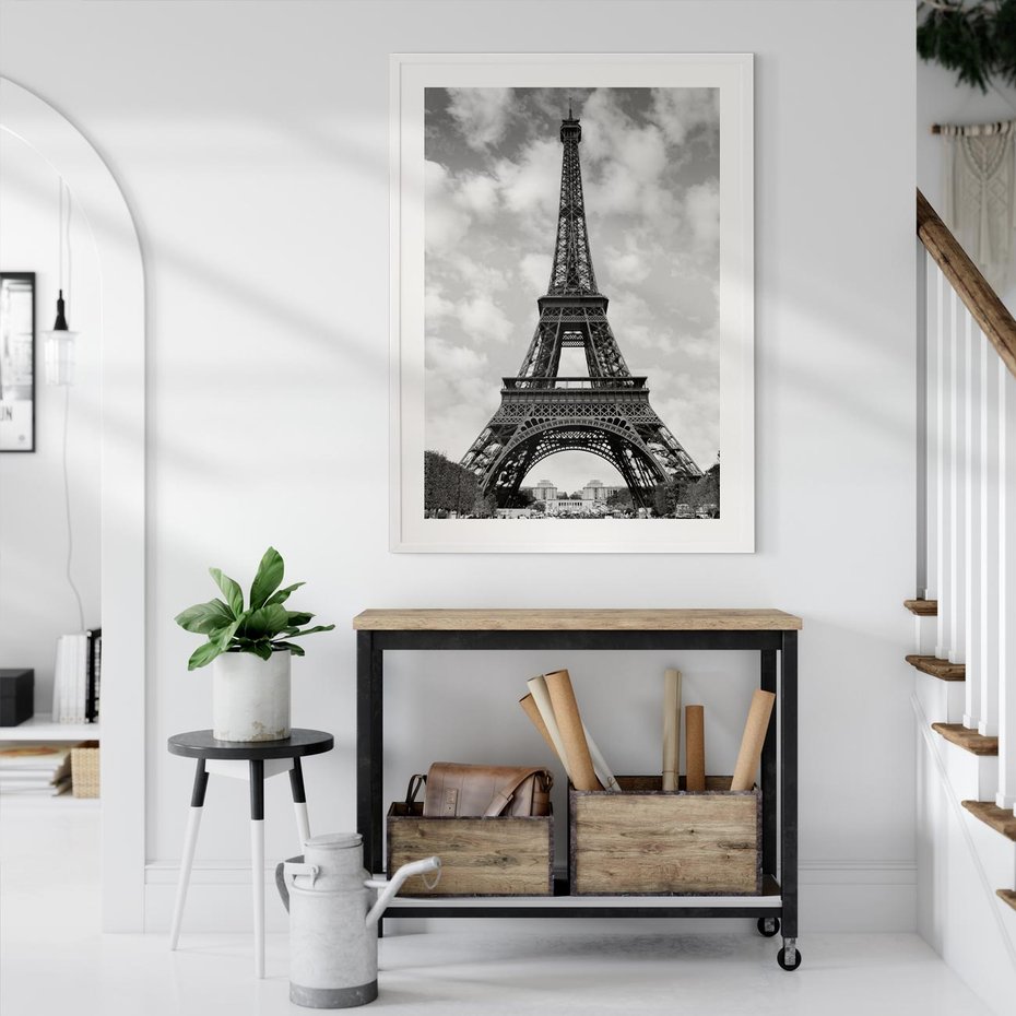 Plakat bez ramy 21x30 - Nocna panorama Paryża z wieżą Eiffla - Eiffla, Paryż