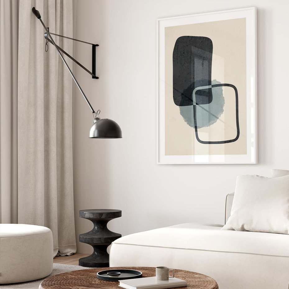 Plakat bez ramy 40x50 - Migotliwe Refleksje - abstrakcyjne nieregularne kształty, minimalistyczny plakat