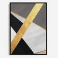 Obraz w ramie 70x100 - Pudrowe Abstrakcyjne Lustra - złote abstrakcyjne linie, szarość - rama czarna