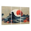 Obraz na płótnie 120x80 - Requiem dla marzeń - sztuka japońska, fale oceanu