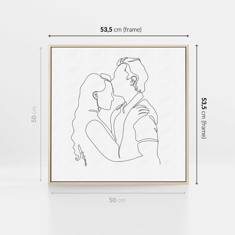 Obraz w ramie 50x50 - Wewnętrzne Emocje - para zakochanych, kobieta i mężczyzna - rama drewno