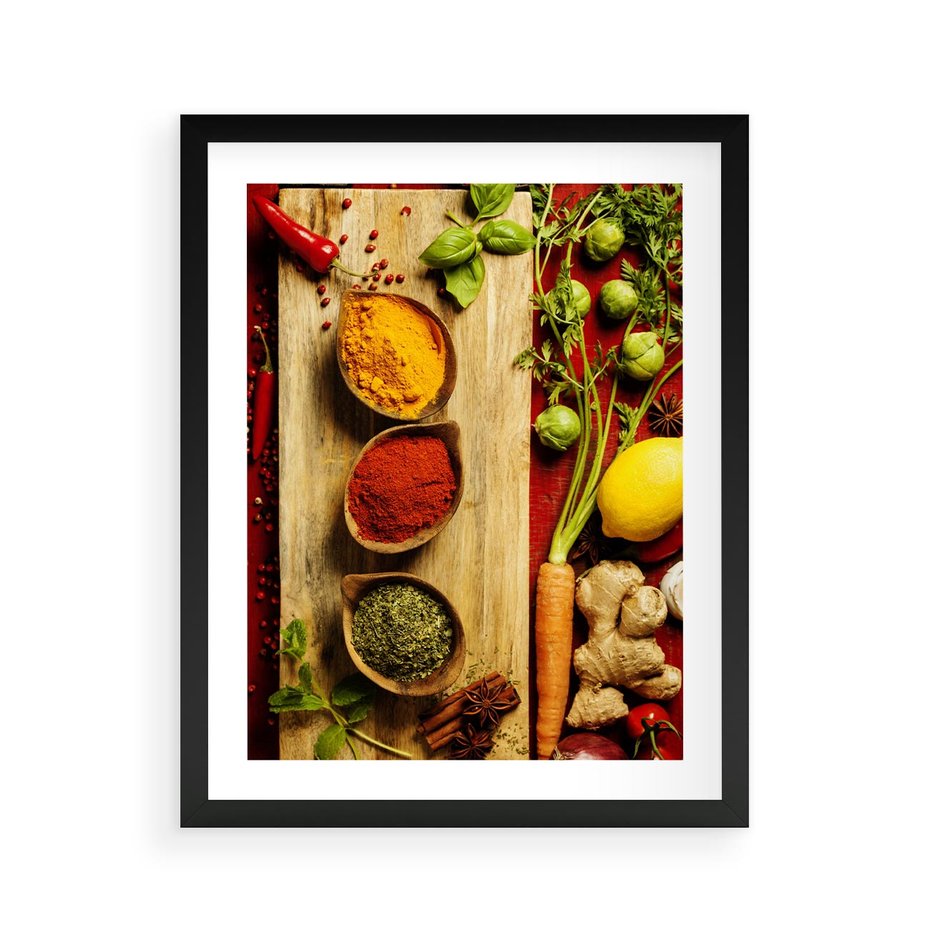 Plakat w ramie 40x50 - Smakowy Zmysł - przyprawy, kuchnia - rama czarna