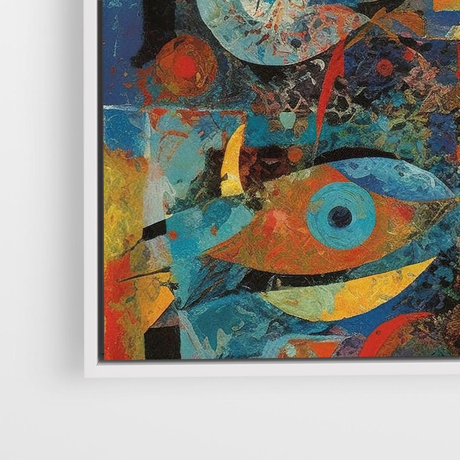 Obraz w ramie 80x80 - Migotliwe Przesunięcia Konturów - abstrakcyjny obraz, sztuka abstrakcji - rama biała