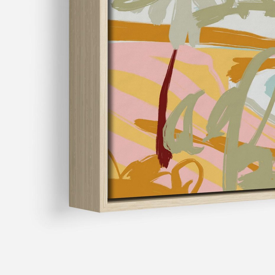 Obraz w ramie 80x80 - Spokojny Wiatr - pastelowy krajobraz, nowoczesny plakat - rama drewno