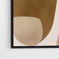 Obraz w ramie 70x50 - Harmonia chaosu i porządku - abstrakcyjne kształty, kolory beżu i brązu - rama czarna
