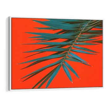 Obraz w ramie 70x50 - Egzotyczny Urok - liście, palma - rama biała