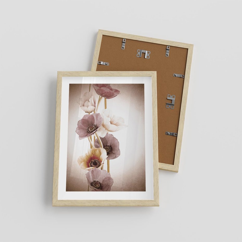 Plakat w ramie 30x40 - Eksplozja kolorów - akwarela, maki - rama drewno