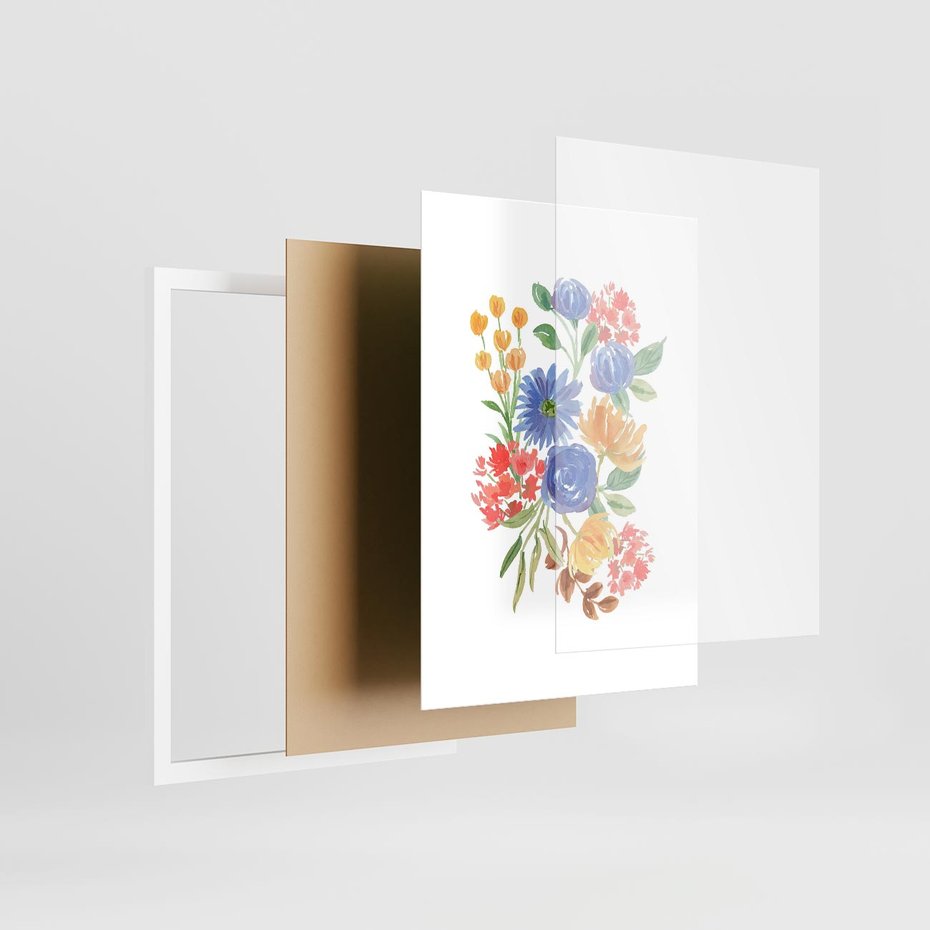 Plakat w ramie 30x40 - Kwiatowe Światło - akwarelowe kwiaty, bukiet - rama biała