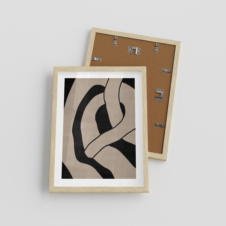 Plakat w ramie 30x40 - Obce Wariacje - abstrakcyjne linie, mroczny plakat - rama drewno