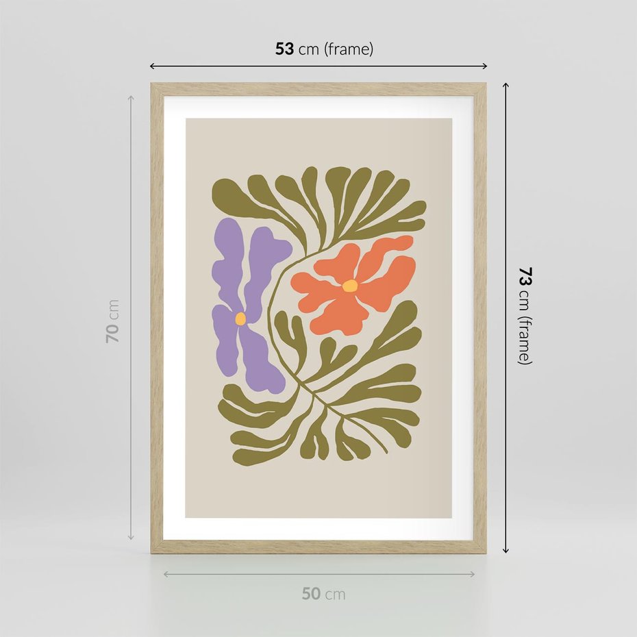 Plakat w ramie 50x70 - Bezgraniczne Impresje - kwiaty, abstrakcja - rama drewno