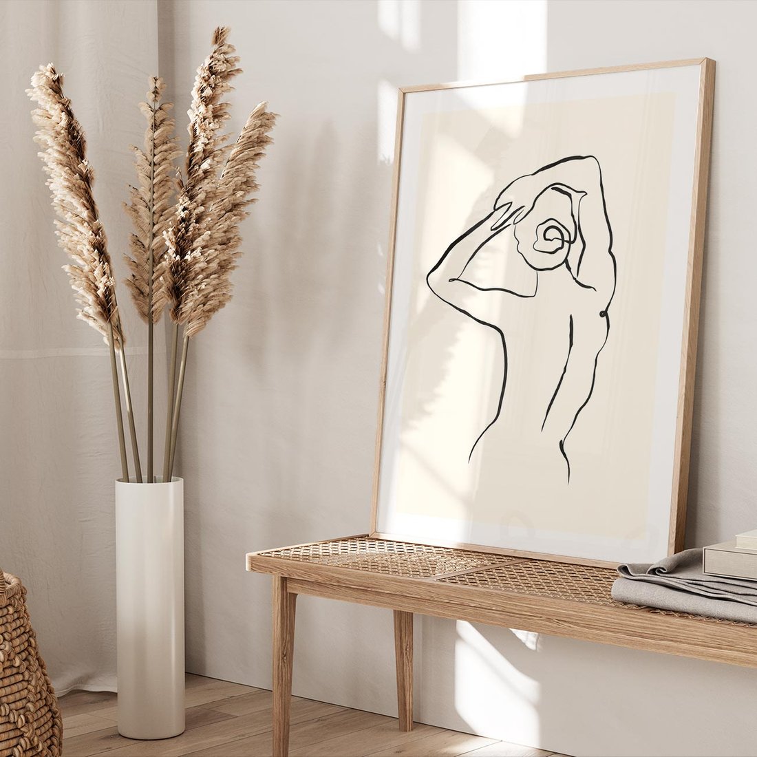 Plakat w ramie 40x50 - Tajemniczy Rytm - kobieta, posąg - rama drewno