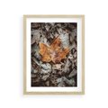 Plakat w ramie 30x40 - Jesienne Czarowanie - suchy liść, żółty - rama drewno