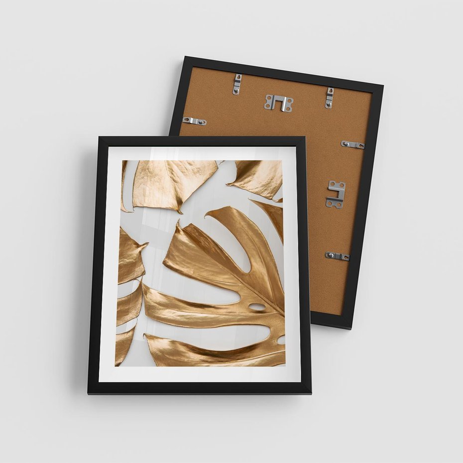 Plakat w ramie 40x50 - Siła Natury - złote, liście - rama czarna