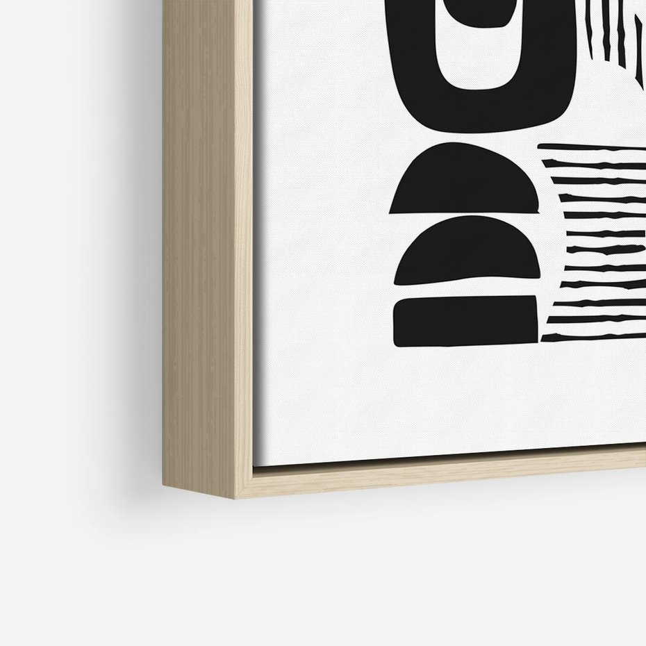 Obraz w ramie 50x50 - Taniec Dziwacznych Kresek - minimalistyczny plakat, czarno biały - rama drewno