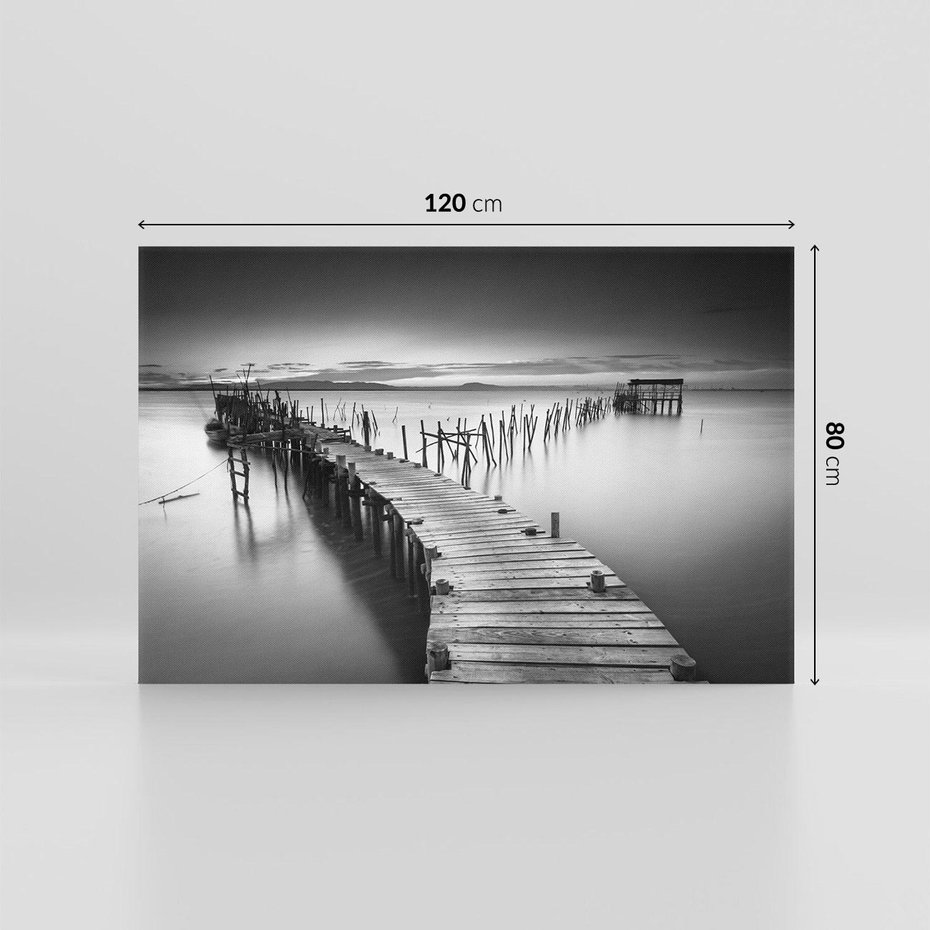 Obraz na płótnie 120x80 - Spokój natury - jezioro, molo