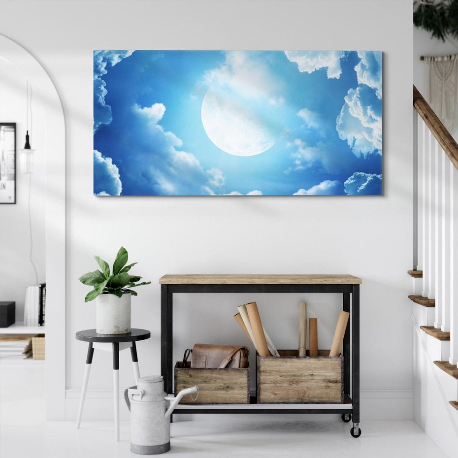 Obraz na płótnie 100x50 - Księżycowe Chmury - księżyc, chmury