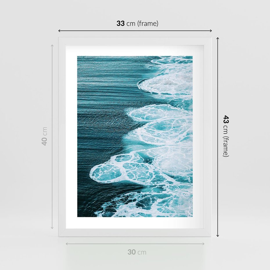 Plakat w ramie 30x40 - Morska potęga - morze, ocean - rama biała