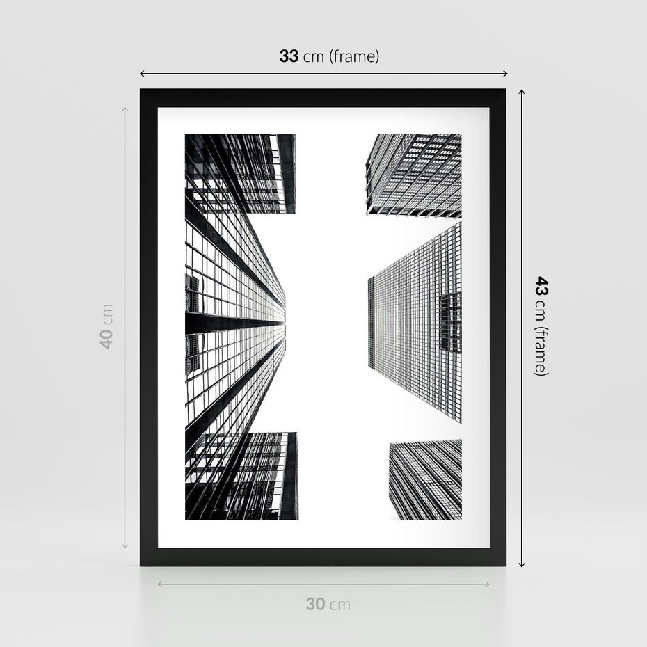 Plakat w ramie 30x40 - Architektoniczna Symetria - architektura, wysoki wieżowiec - rama czarna