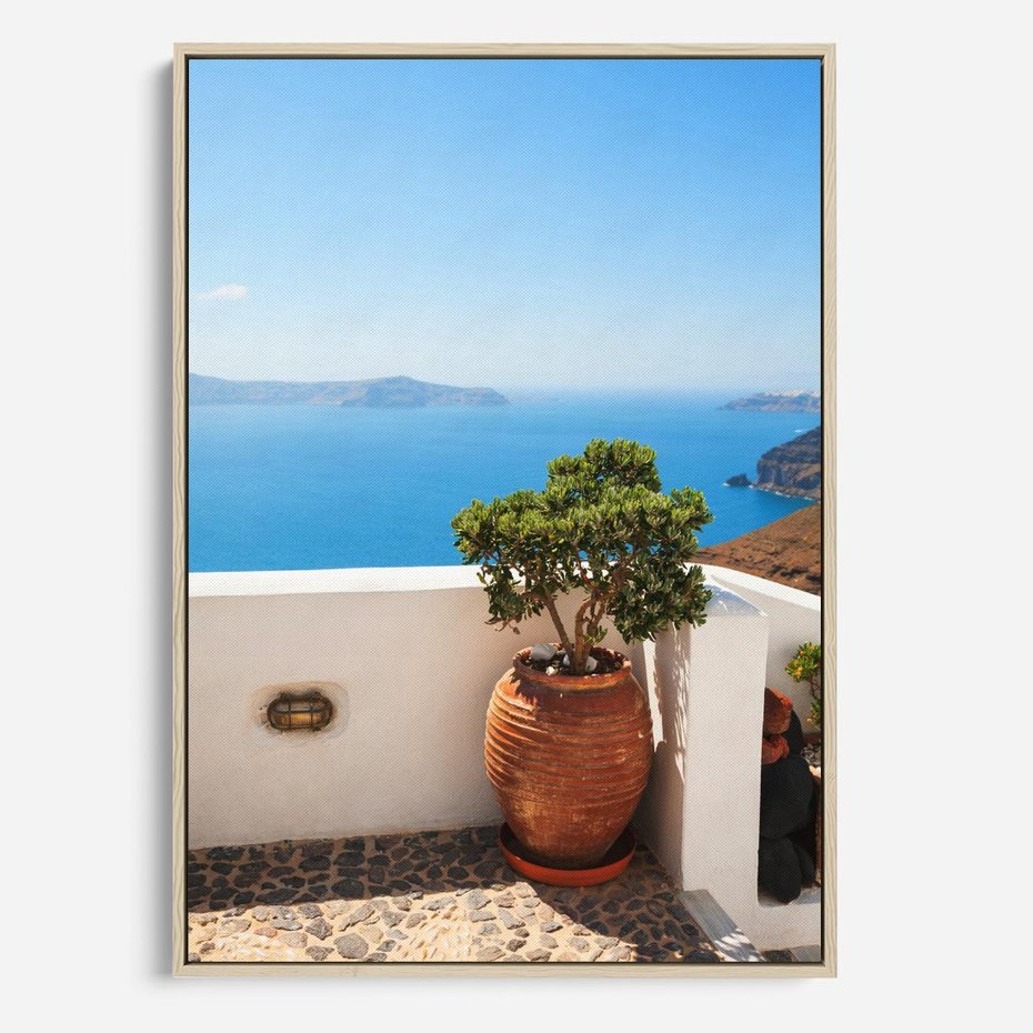 Obraz w ramie 80x120 - Santorini - oaza greckiej wyspy - Santorini, grecka - rama drewno