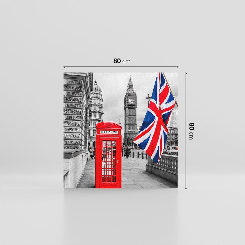 Obraz na płótnie 80x80 - Londyńska Budka przy Big Benie - Londyn, budka